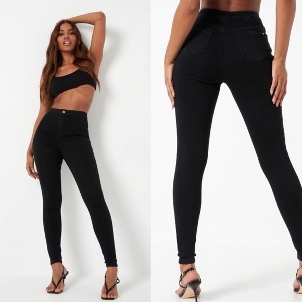Missguided Washed Out High Waist Black Skinny Jeans